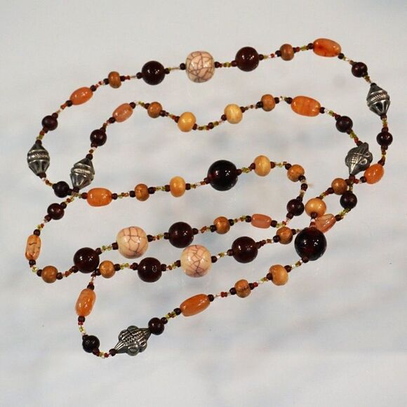 Gemstone Necklace Assorted Multi Color Beads One Of A Kind Artisan 26.5 in Long - Picture 3 of 8